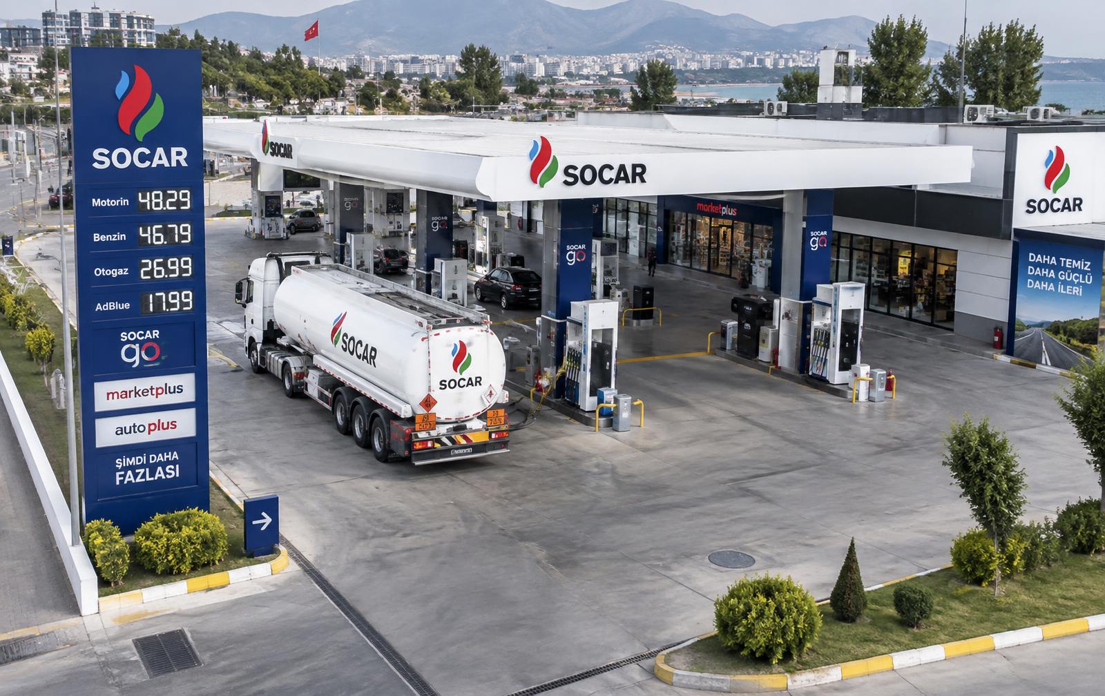 SOCAR istasyonunun havadan görünümü